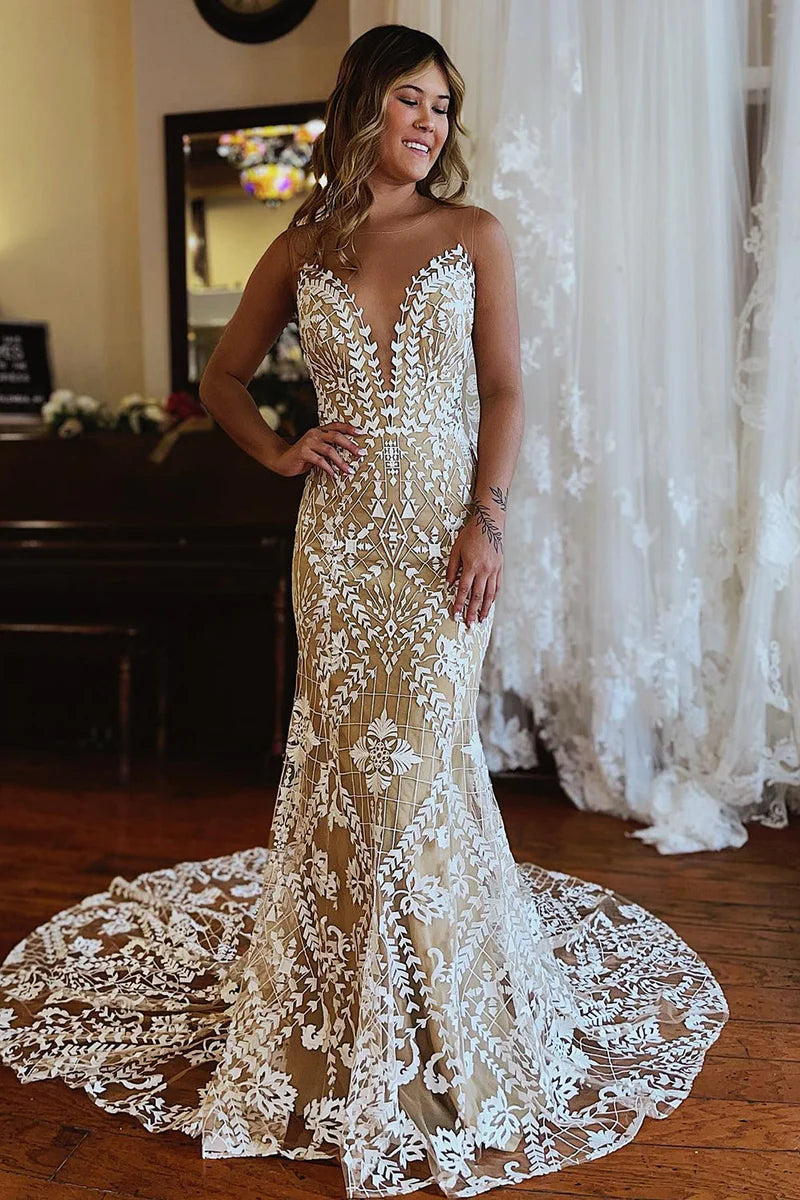 Mermaid Long Lace Wedding Dress