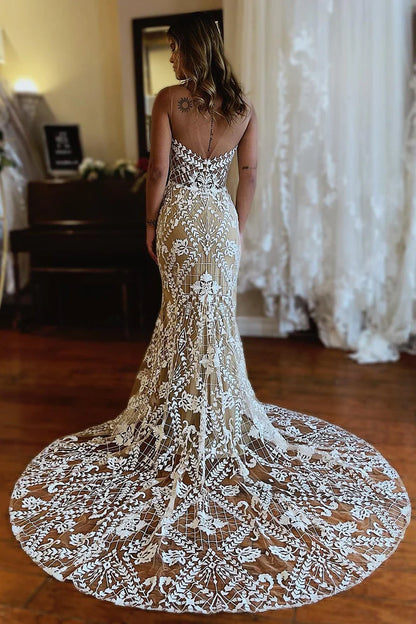 Mermaid Long Lace Wedding Dress