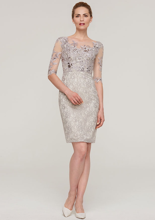 Lace Mother of the Bride Dress With Sequins Appliqued