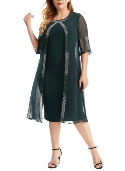 Dark Green Mother Of The Bride Dress With Cape