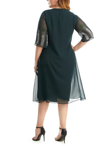 Dark Green Mother Of The Bride Dress With Cape