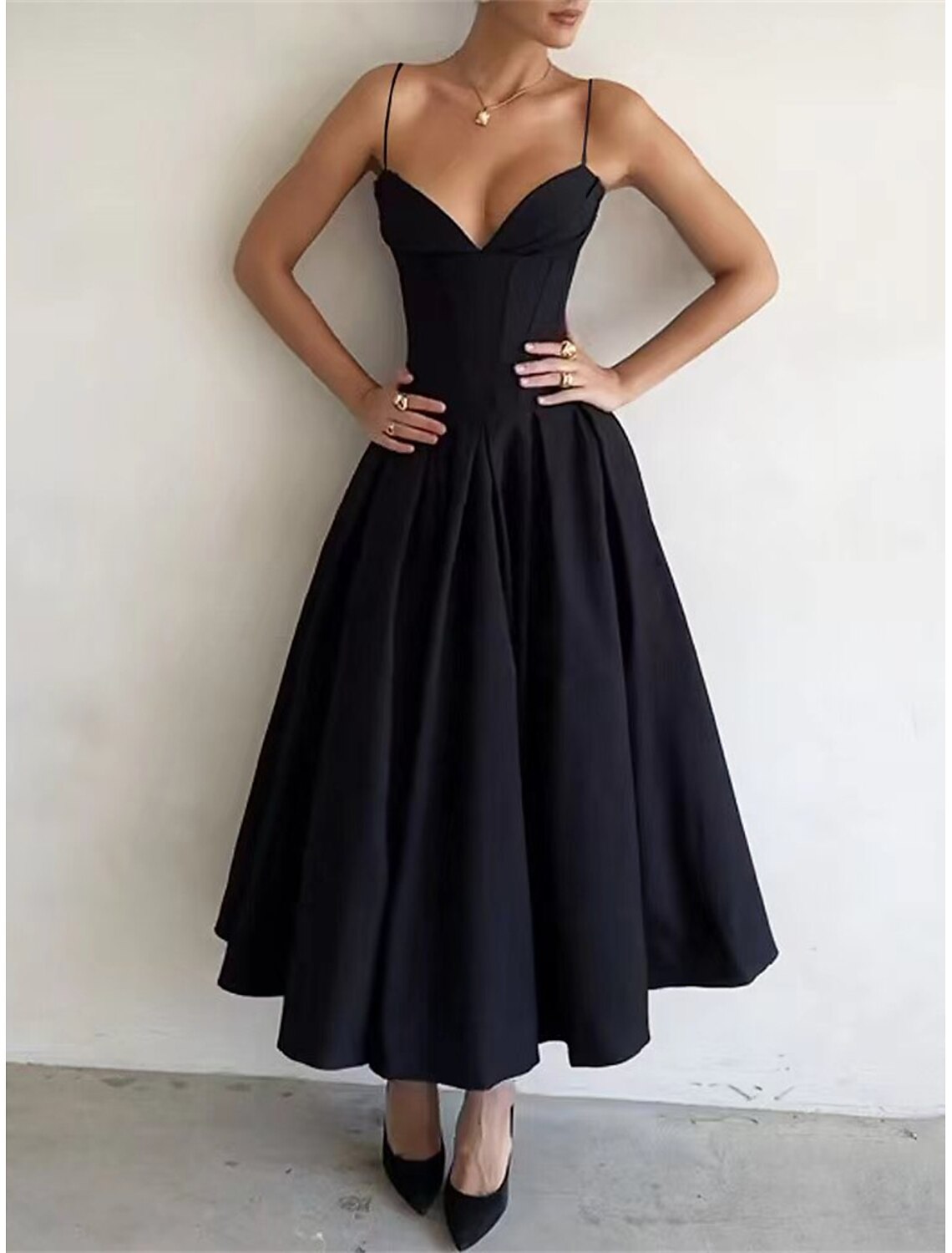 Black Dress Prom Dress Party Dress Ruched Sleeveless Birthday Vacation Elegant Black Summer Spring