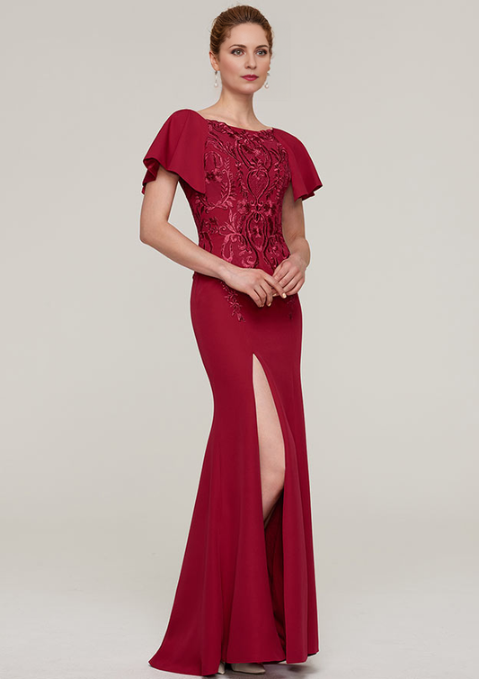 Sheath/Column Floor-Length Mother of the Bride Dresses With Split Appliqued