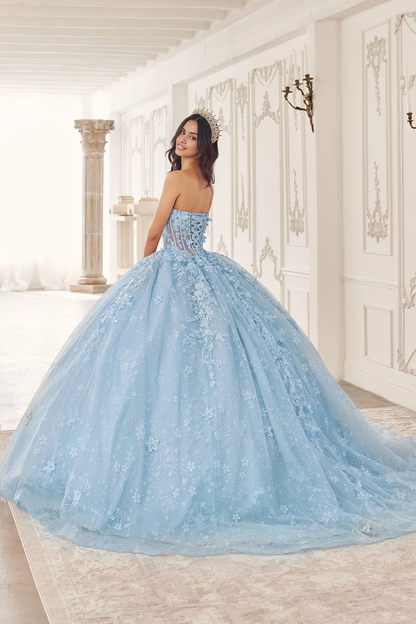 3D Floral Strapless Cape Ball Gown Quinceanera Dresses Princess Dress Short Sleeve Square Neck