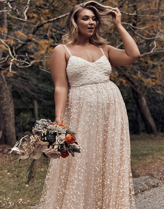 A-Line Plus Size Beach Wedding Dress