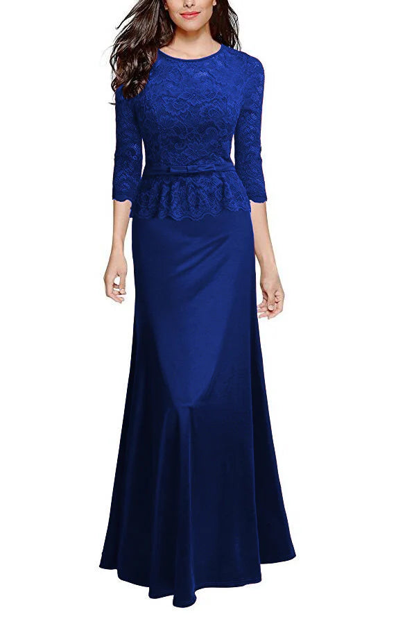 Sheath Lace Navy Blue Long Party Dress Mother of the Bride Dresse