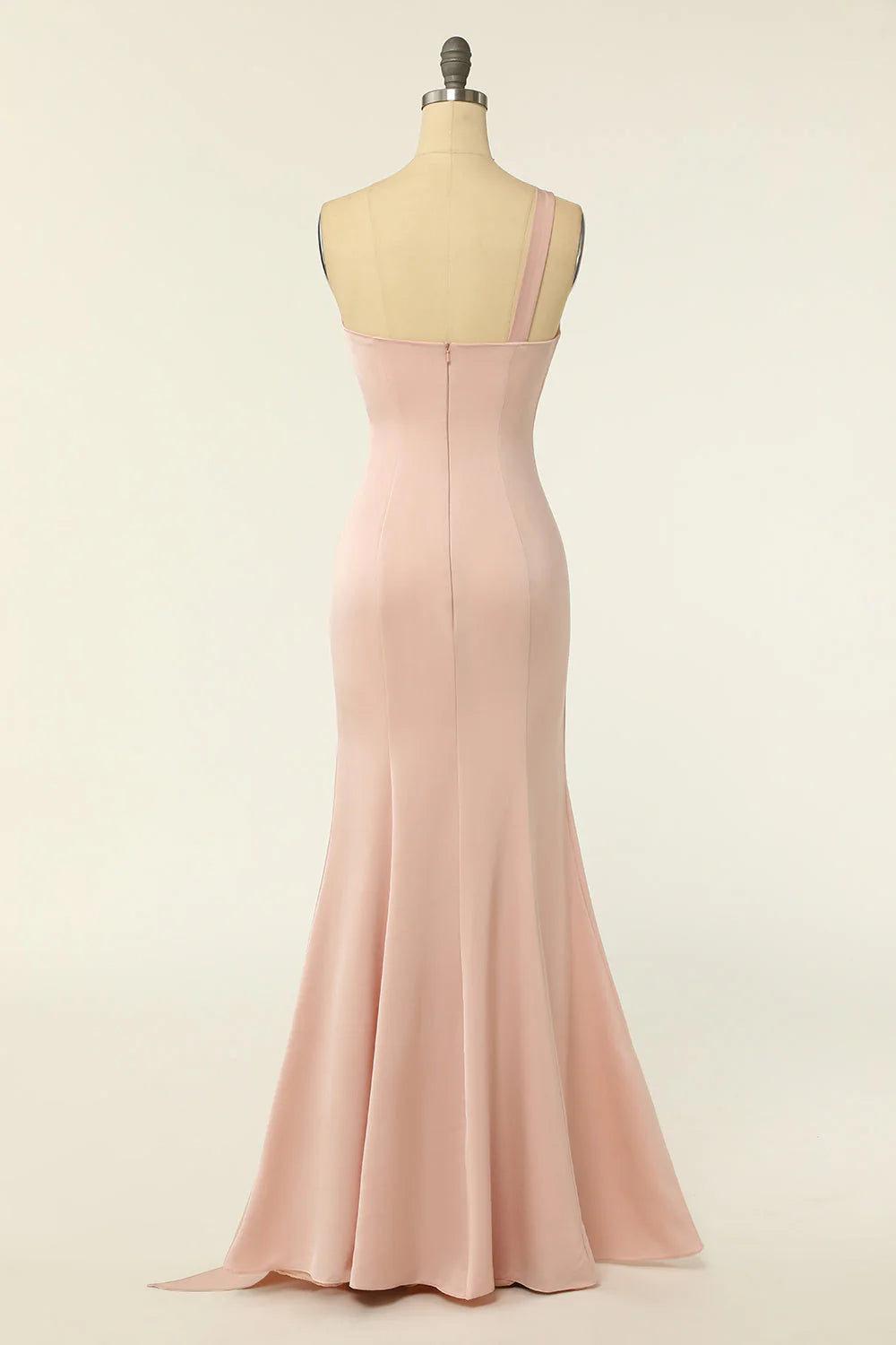 Mermaid One Shoulder Blush Pink Ruffles Bridesmaid Dress