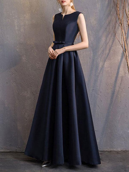 A-Line V-Neck Polyester Floor-Length Formal Party Dresses Evening Dresses