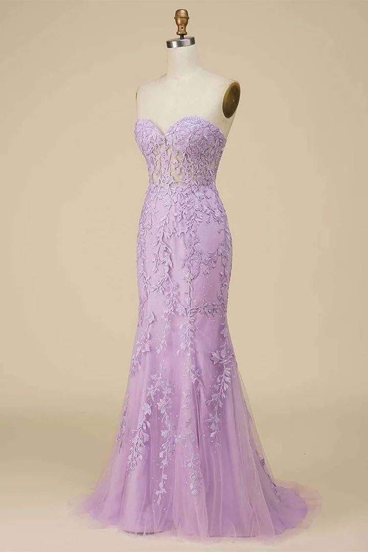 Mermaid Sweetheart Fitted Floor-length Prom Dress With Appliques