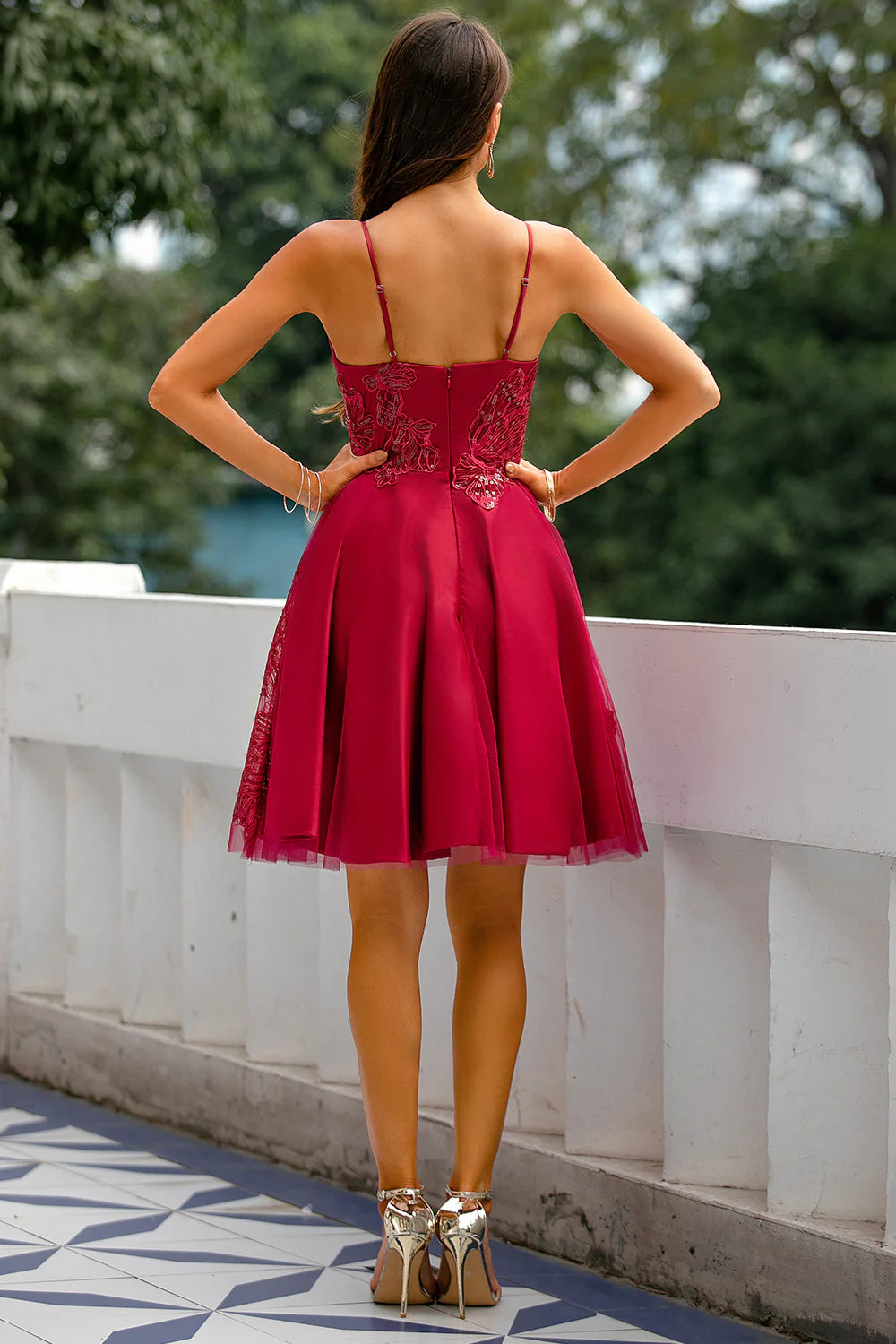 A-Line V-Neck Red Homecoming Party Dress Cocktail Dresses