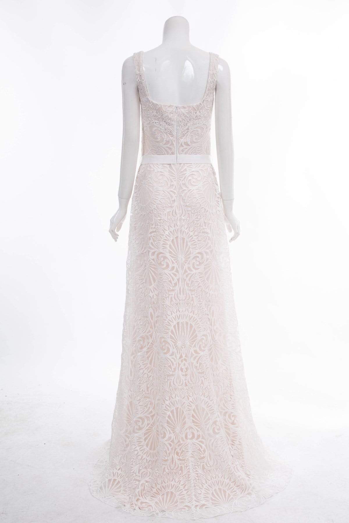 Embroidered Square Neck A-line Floor-length Gown Wedding Dress