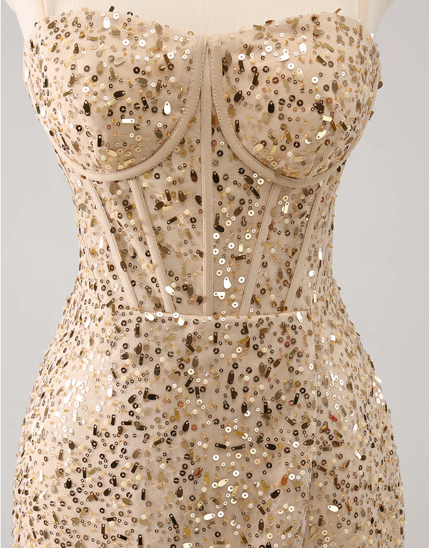 Sparkly Bodycon Spaghetti Straps Homecoming Dress With Sequins