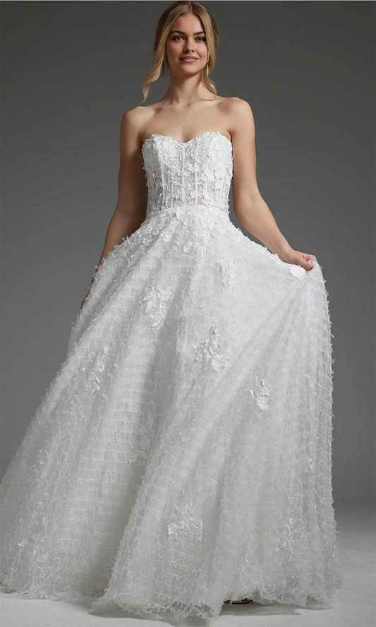 A-Line Sweetheart Textured Corset Bridal Gown Wedding Dress