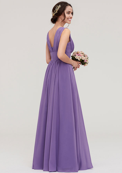 Floor-Length Sleeveless Chiffon Bridesmaid Dresses With Pleated