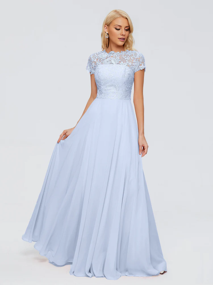 A-Line Cap Sleeves Lace Mother of the Bride Dresses