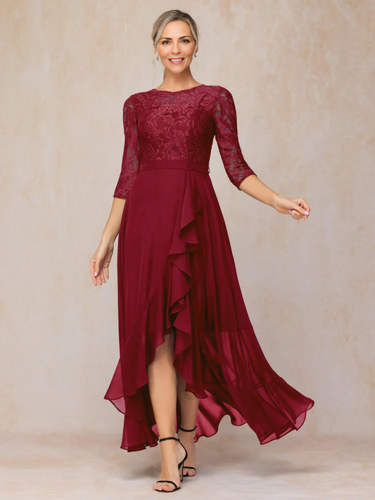 Ankle Length Chiffon Lace Mother Of The Bride Dress