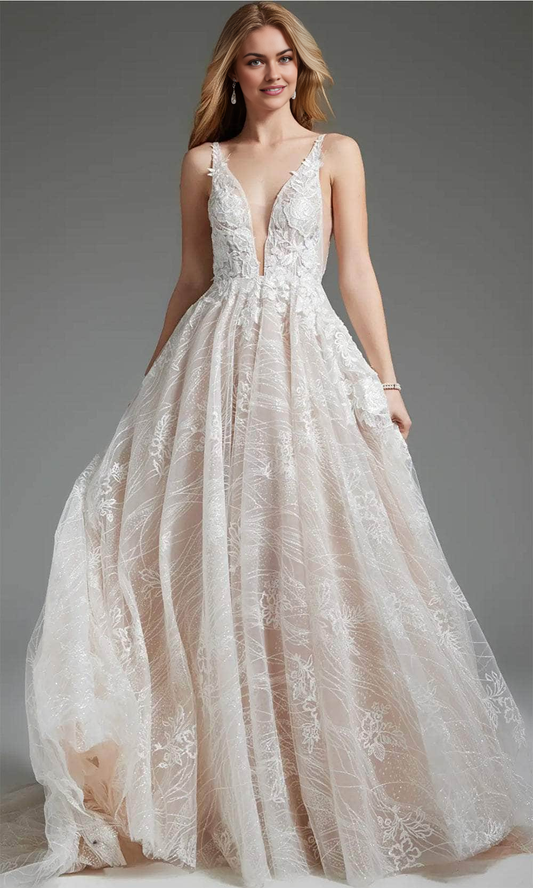 Floral A-Line Bridal Gown Floor-length Wedding Dress