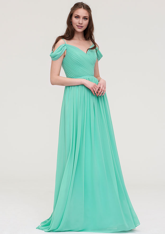 Chiffon Bridesmaid Dress A-line Sweetheart Sleeveless Long/Floor-Length With Pleated