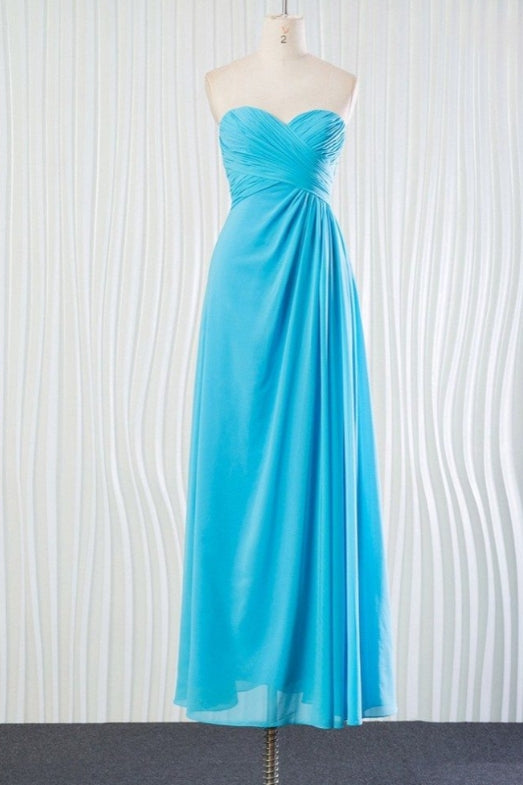 Long Chiffon Aqua Bridesmaid Dress Wedding Guest Party Dress