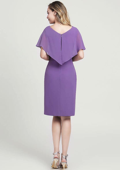 Chiffon Mother of the Bride Dress A-line V Neck Knee-Length With Ruffles