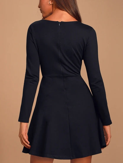 A-Line Black Long Sleeve Short/Mini Dress Cocktail Dresses