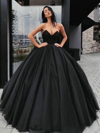 Gothic Black Wedding Dresses Satin Princess Silhouette Empire Waist Floor Length Bridal Dress