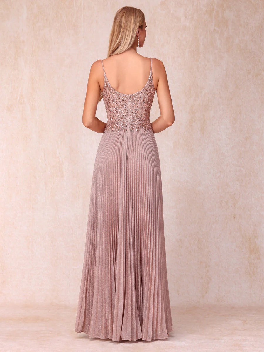 A-Line/Princess Spaghetti Straps Sleeveless Long Formal Mother of the Bride Dresse with Sequins