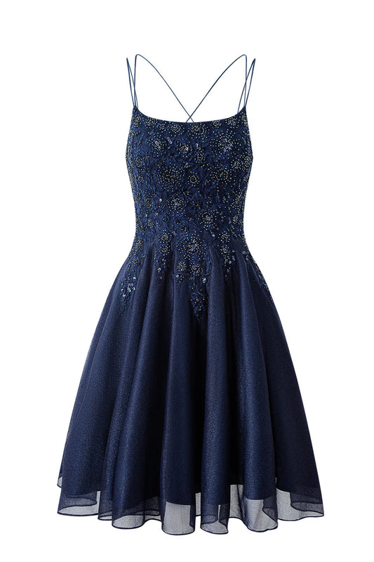 A-line Chiffon Short Sequins Homecoming Dress