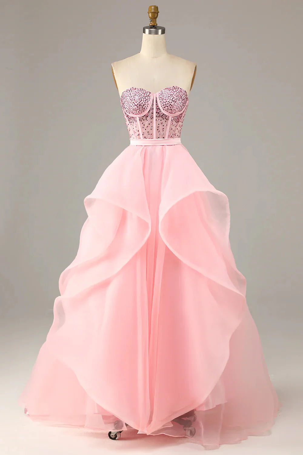 A-Line Princess Strapless Ball Gown Prom Dress Evening Dress