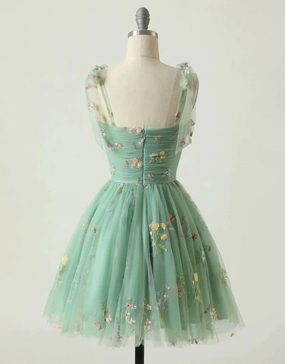 Cute A-Line Princess Green Short Homecoming Dress