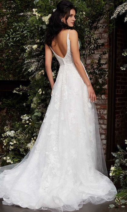 Floral Lace Embroidered A-Line Bridal Gown With Appliques