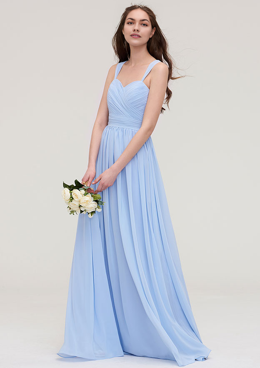 A-line Chiffon Bridesmaid Dress Sweetheart Sleeveless Long/Floor-Length With Pleated