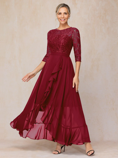 Ankle Length Chiffon Lace Mother Of The Bride Dress