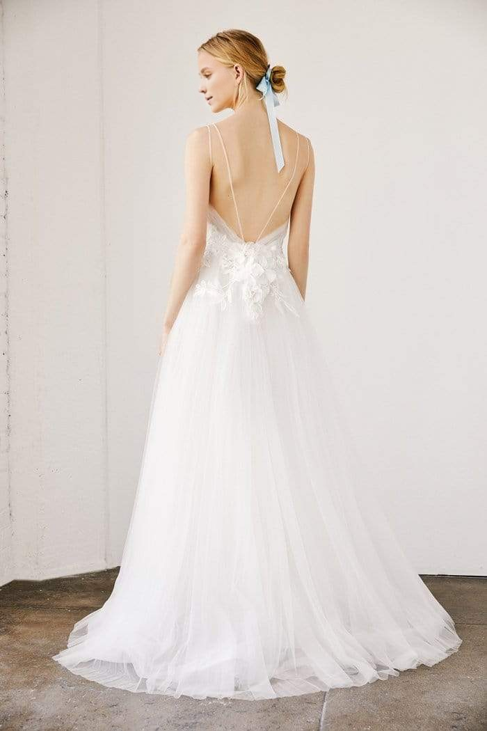 A-Line Princess Tulle Floor-length Applique Bride Gown