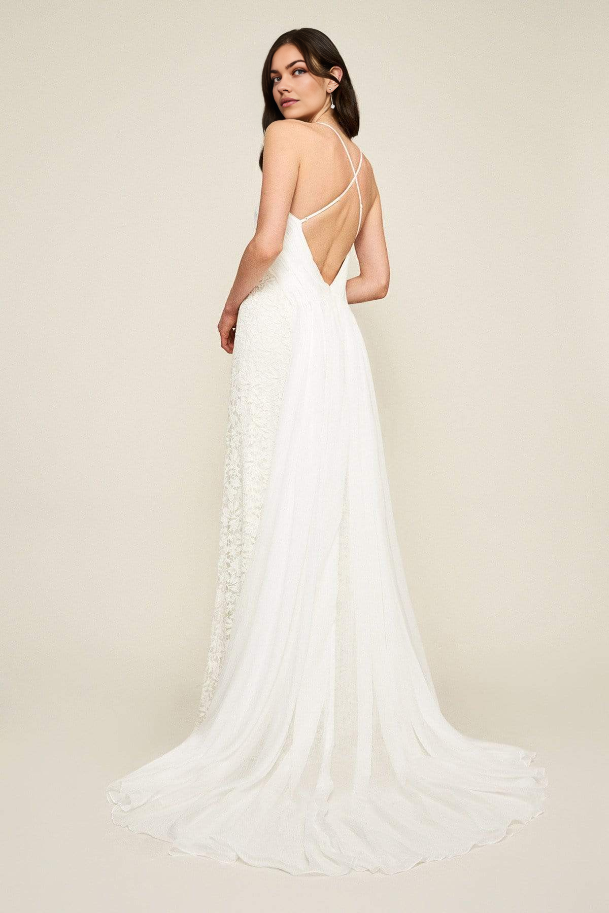 Spaghetti Strap Cross Back Lace Gown Wedding Dress