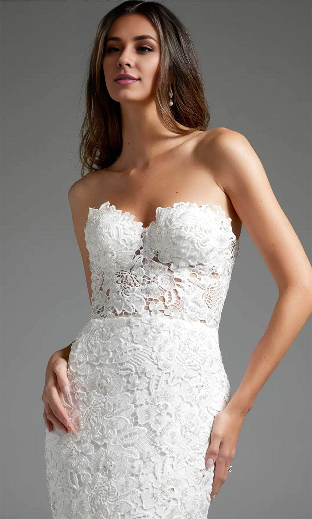 Sweetheart Lace Bodice Bridal Gown Wedding Dress Court Train Dresses