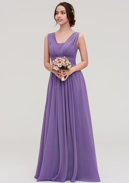 Floor-Length Sleeveless Chiffon Bridesmaid Dresses With Pleated