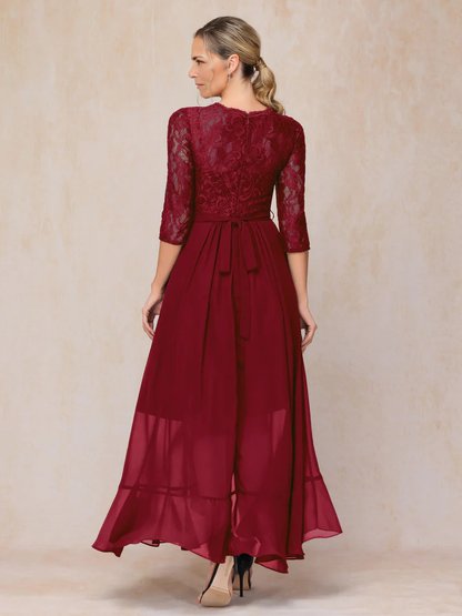 Ankle Length Chiffon Lace Mother Of The Bride Dress