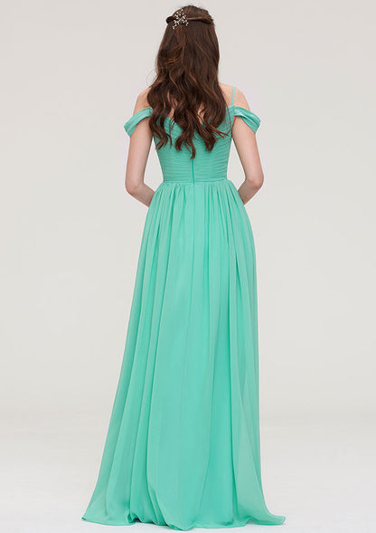 Chiffon Bridesmaid Dress A-line Sweetheart Sleeveless Long/Floor-Length With Pleated