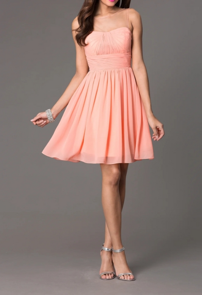 A-Line Chiffon Sheer-Neck Short Wedding-Guest Party Dress