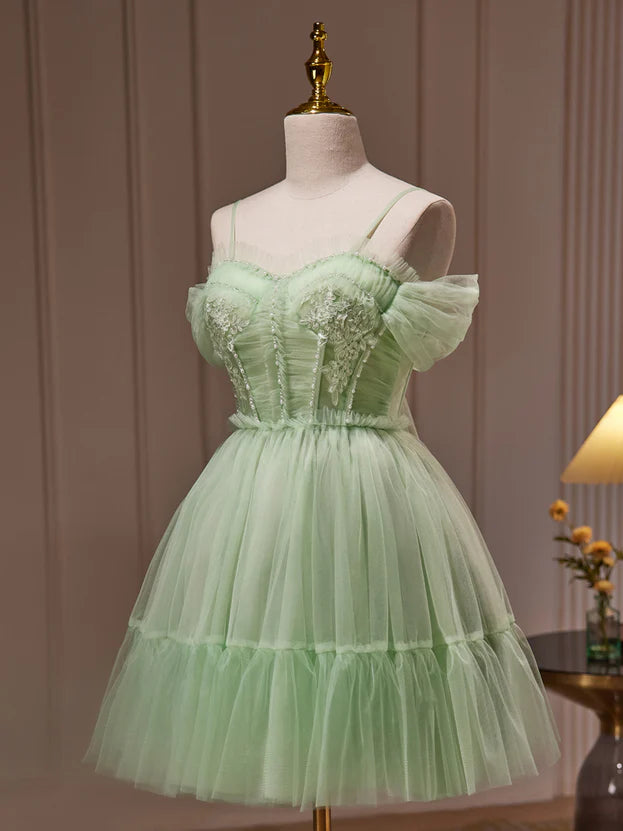 Light Green Tulle Short Party Dress Graduation Dress Homecoming Dress