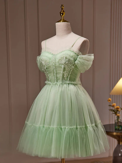 Light Green Tulle Short Party Dress Graduation Dress Homecoming Dress