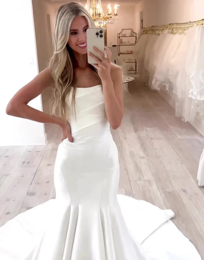 Mermaid Off the Shoulder Wedding Dress White Long Bridal Dress