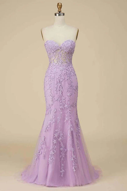 Mermaid Sweetheart Fitted Floor-length Prom Dress With Appliques