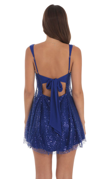 A-Line Sequin Beaded Fit and Flare Dress Homecoming Dress