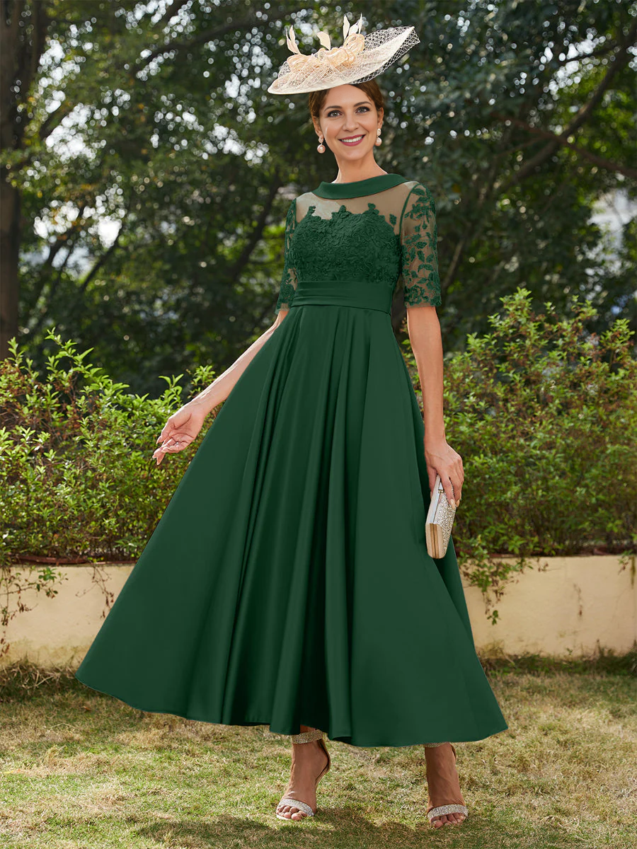 A-Line/Princess Scoop Sleeveless Two Piece Long Formal Dresses