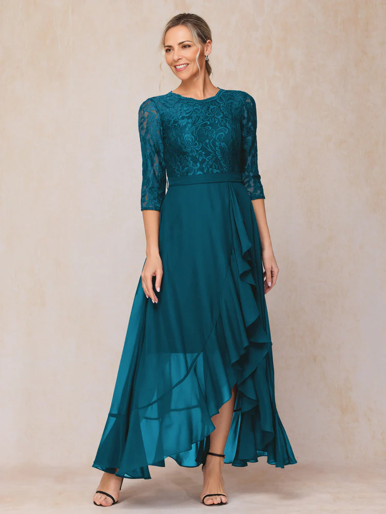 Ankle Length Chiffon Lace Mother Of The Bride Dress