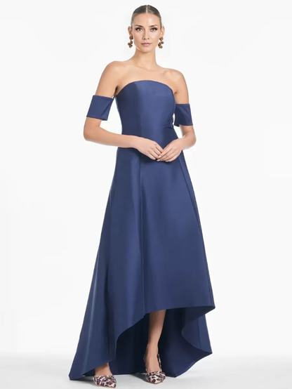 Short Sleeves A-Line Pleated High Low Mother of the Bride Dresse Floor-Length Guest Dresses