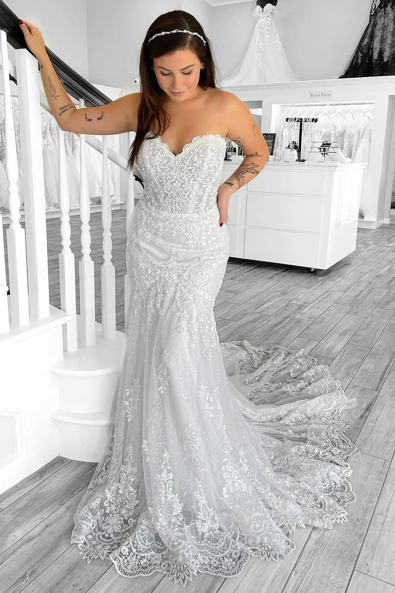 Mermaid Sweetheart Lace Wedding Dresses