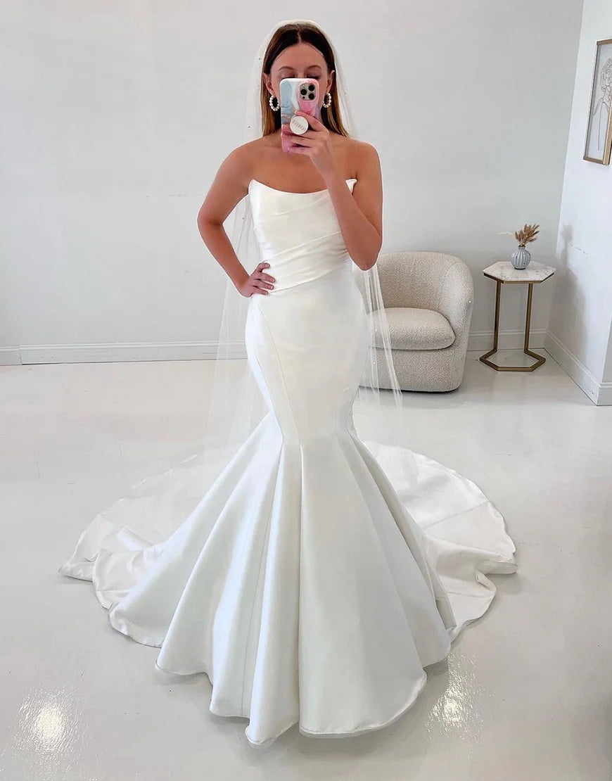 Mermaid Off the Shoulder Wedding Dress White Long Bridal Dress